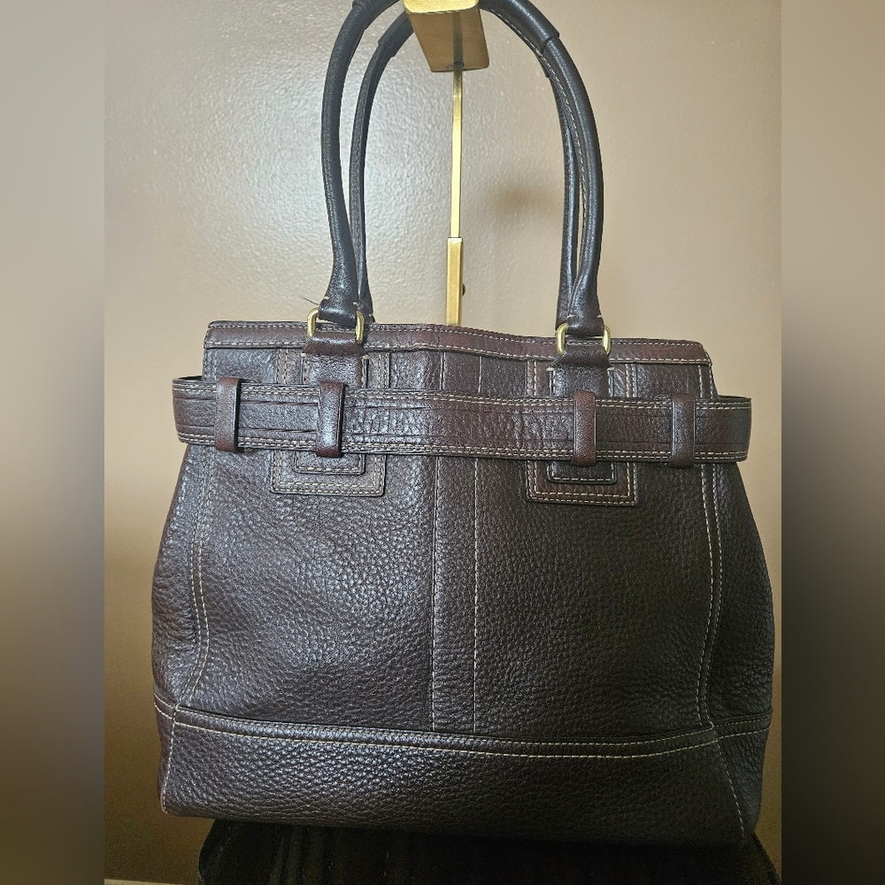Coach Bag 10214~Hampton~Brown Pebbled Leather Shoulder Bag - Picture 2 of 9